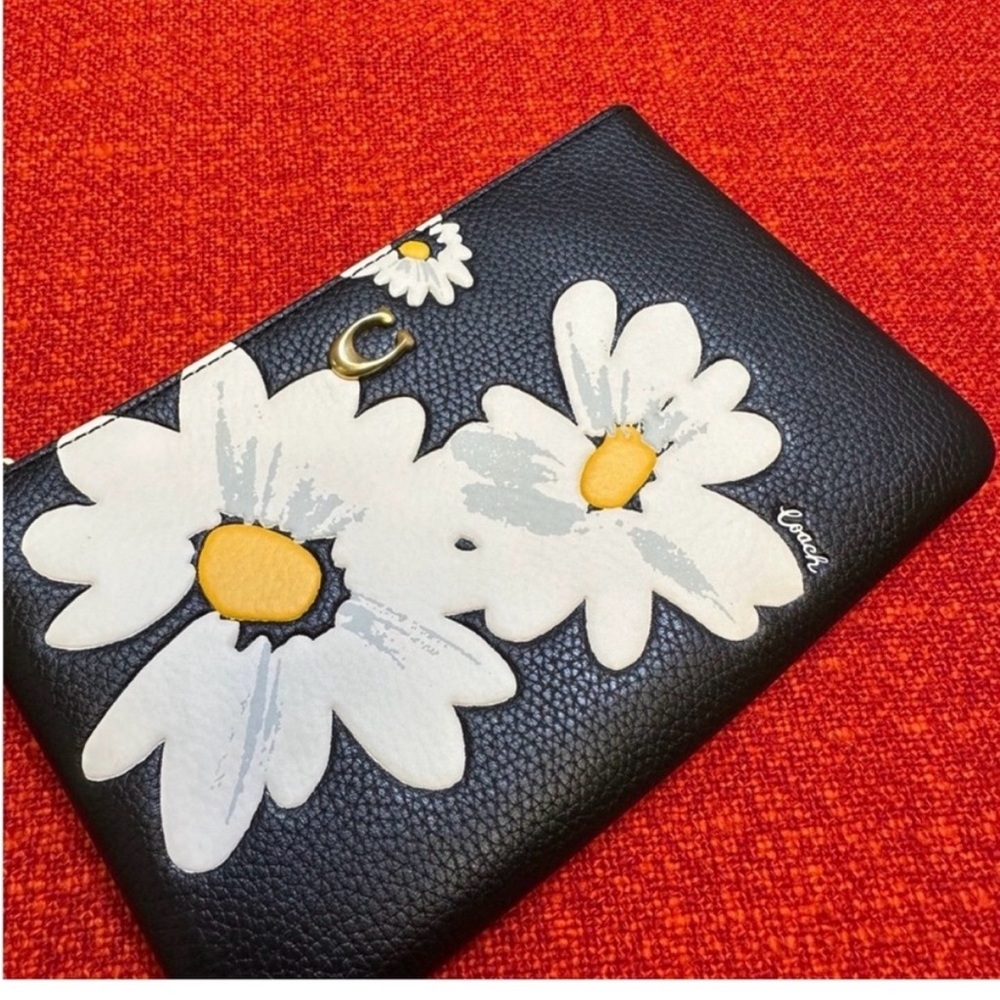 Coach Black Wristlet with White Daisy Design - Picture 4 of 6